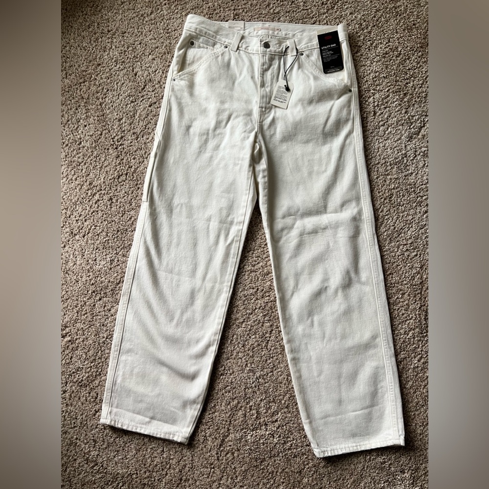 Levi’s Dad Utility Straight Leg Cropped Jeans Size 28 ECRU color